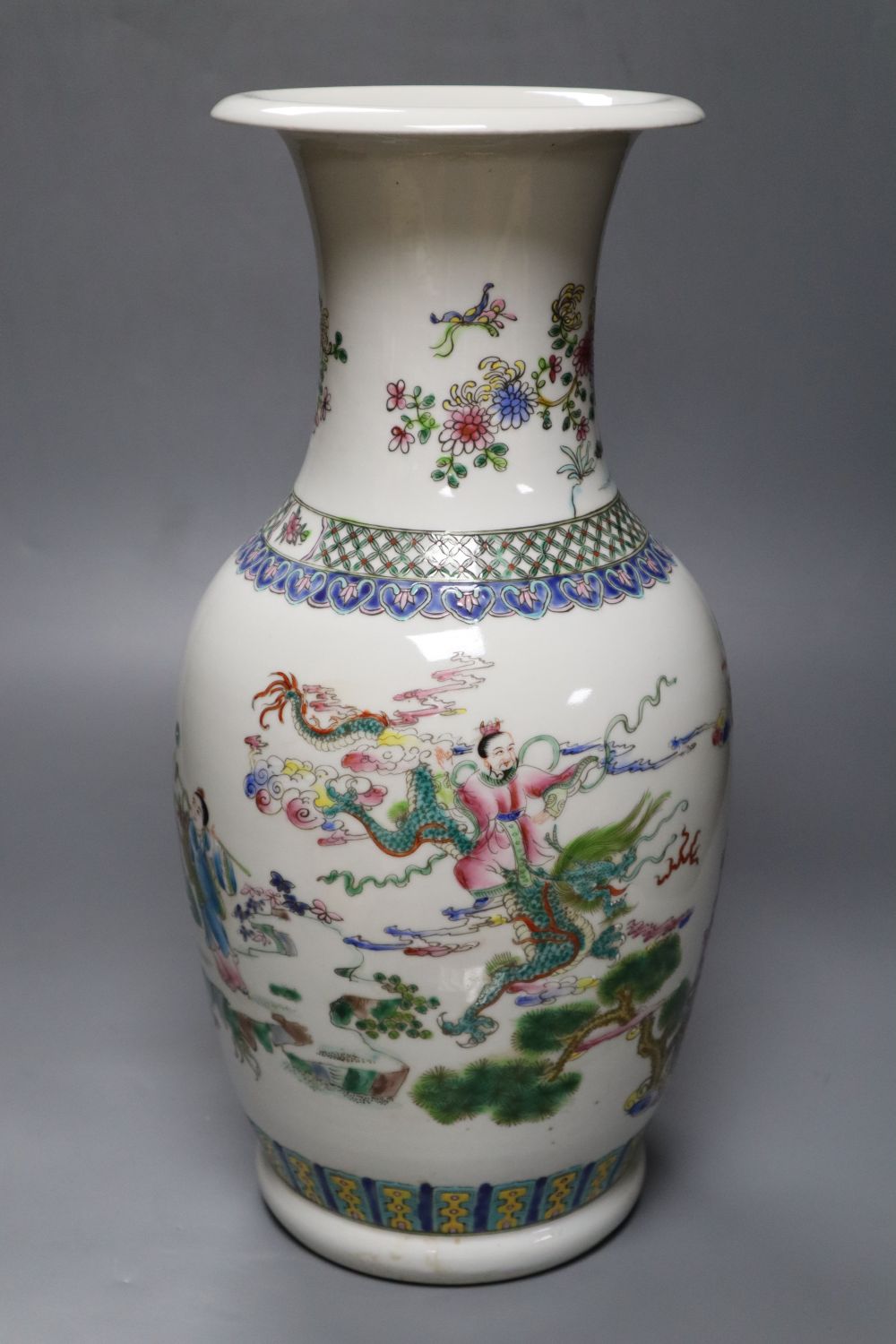 A Chinese famille rose baluster vase